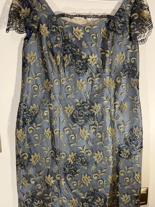 Vestido Franc Sarabia azul y dorado