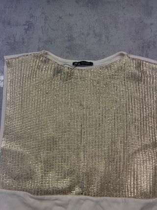 Gilet Zara dorato e bianco taglia S