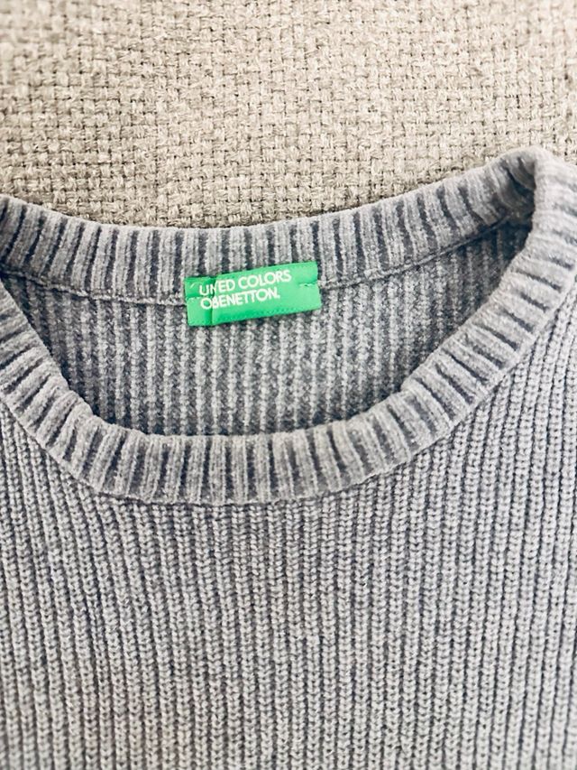 Jersey Benetton 5 años verde/gris