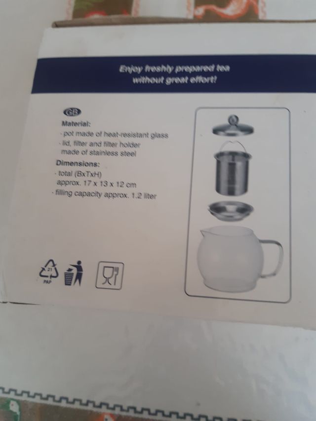 Tetera de cristal H 1.2L con filtro