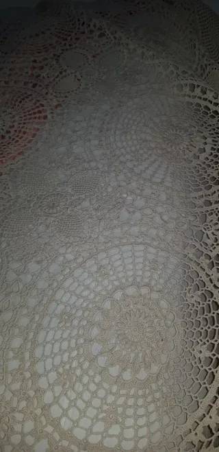 Colcha Manta Crochet Antigua Beige.