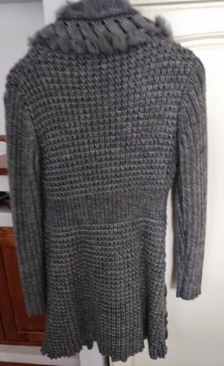 Cardigan donna grigio con pelliccia