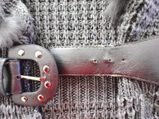 Cardigan donna grigio con pelliccia