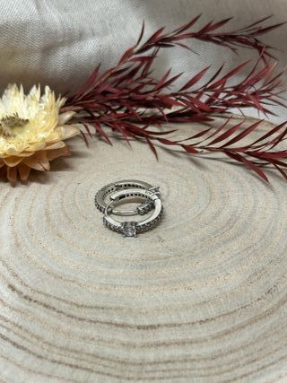 Pendientes Aro Circonitas y Brillante