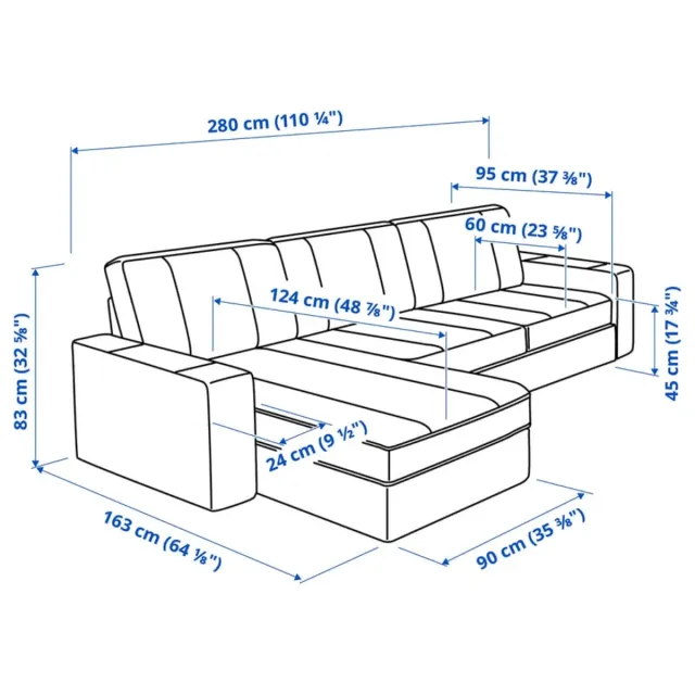 Sofá KIVIK 3 plazas con chaiselongue