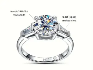Anillo 3,6 CT MOISSANITAS y PLATA DE LEY