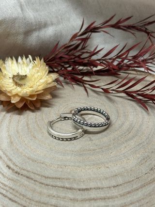 Pendientes Aro Liso y Bubble Mix Plata