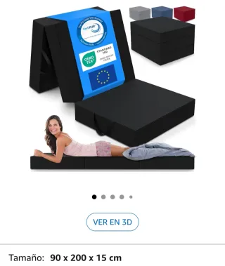 Pouf letto pieghevole 200x90x15 cm Nero/Grigio