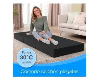 Pouf letto pieghevole 200x90x15 cm Nero/Grigio