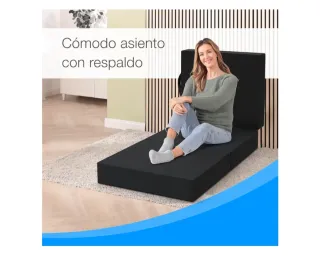 Pouf letto pieghevole 200x90x15 cm Nero/Grigio