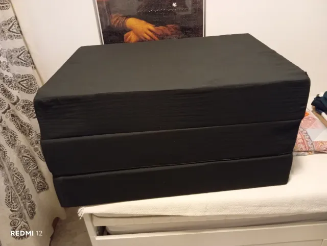 Pouf letto pieghevole 200x90x15 cm Nero/Grigio