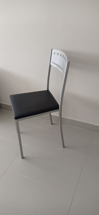 3 Sedie Cucina Alluminio Sedile Nero