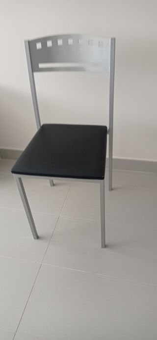 3 Sedie Cucina Alluminio Sedile Nero