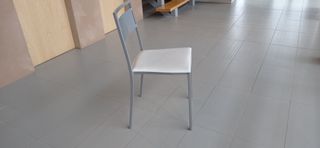 3 Sedie Cucina in Alluminio con Seduta in Pelle Bianca