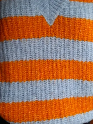 Jersey Mango oversize rayas naranja y azul