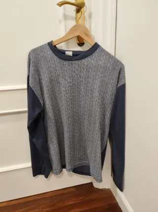 Chaqueta pijama hombre azul y gris