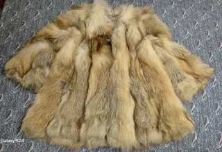 Giacca in pelliccia di volpe beige e marrone