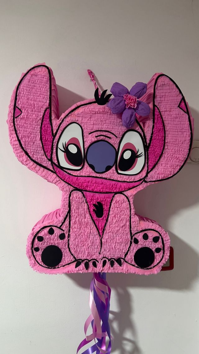 Piñata Stitch Rosa Artesanal