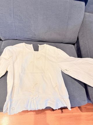 Blusa Zara niña blanca bordada talla 12-13,156cm