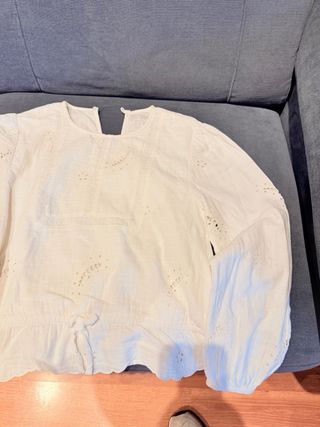 Blusa Zara niña blanca bordada talla 12-13,156cm