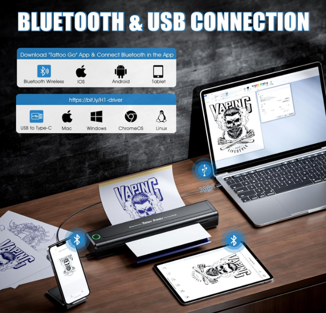 Termocopiadora Tattoo Bluetooth-Impresora térmica