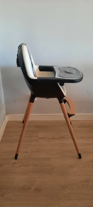 Trona bebé alta silla madera y textil