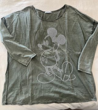 Camiseta Mujer Mickey Mouse Verde Talla Única