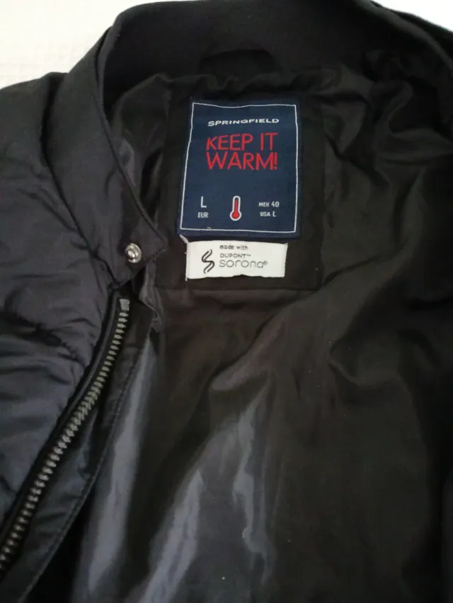 Cazadora acolchada negra hombre