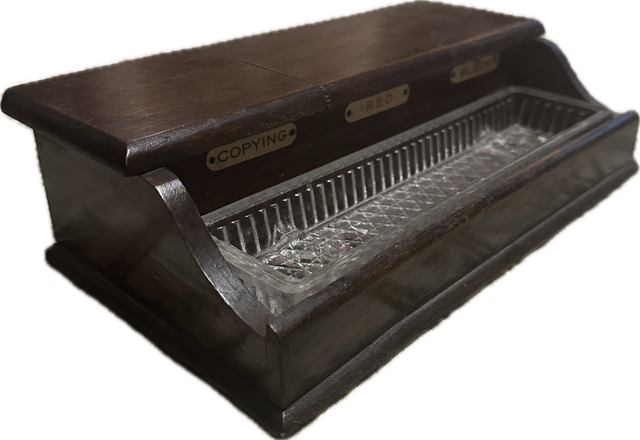 Antico calamaio cabinet portapenne vittoriano XIX