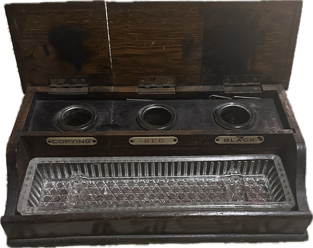 Antico calamaio cabinet portapenne vittoriano XIX