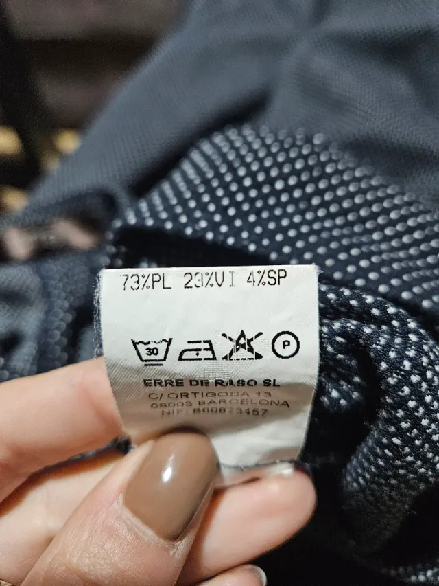 Pantalón azul marino con puntitos blancos T40