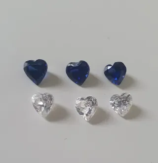 6 Piedras Corazón zafiro/circonita 5x5mm joyas