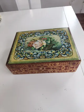 Caja joyero madera departamentos antiguo