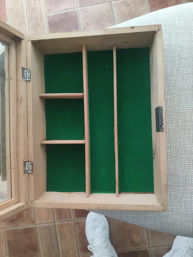 Caja joyero madera departamentos antiguo