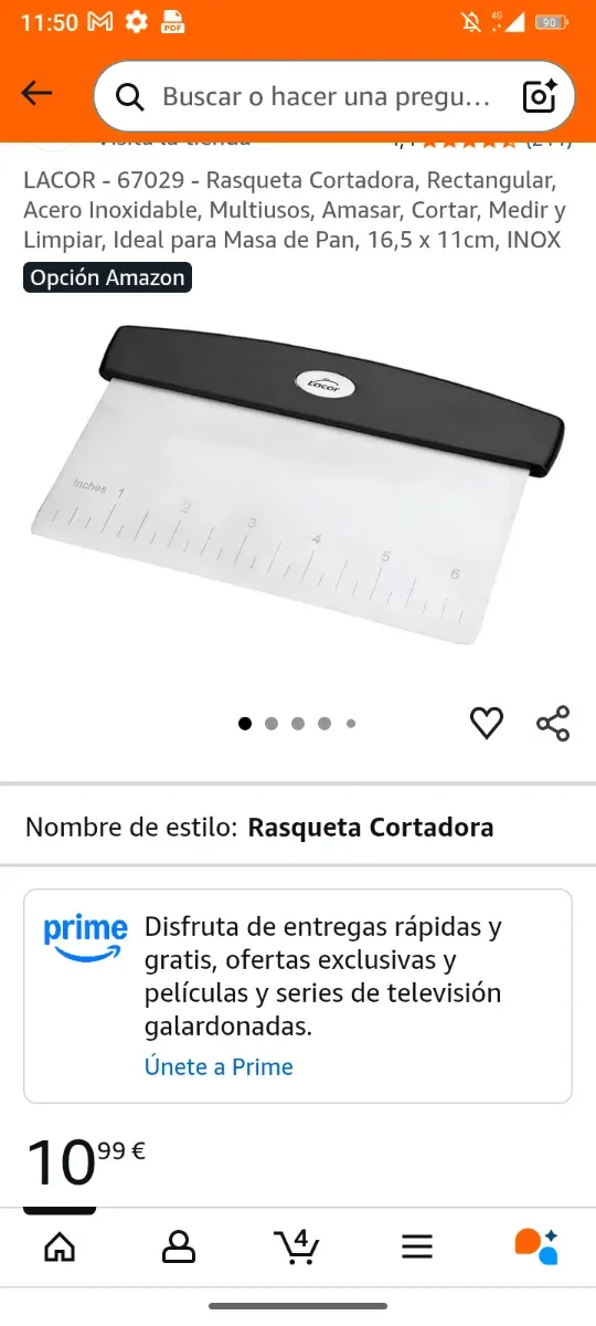 Rasqueta Corta Masa Acero Inoxidable