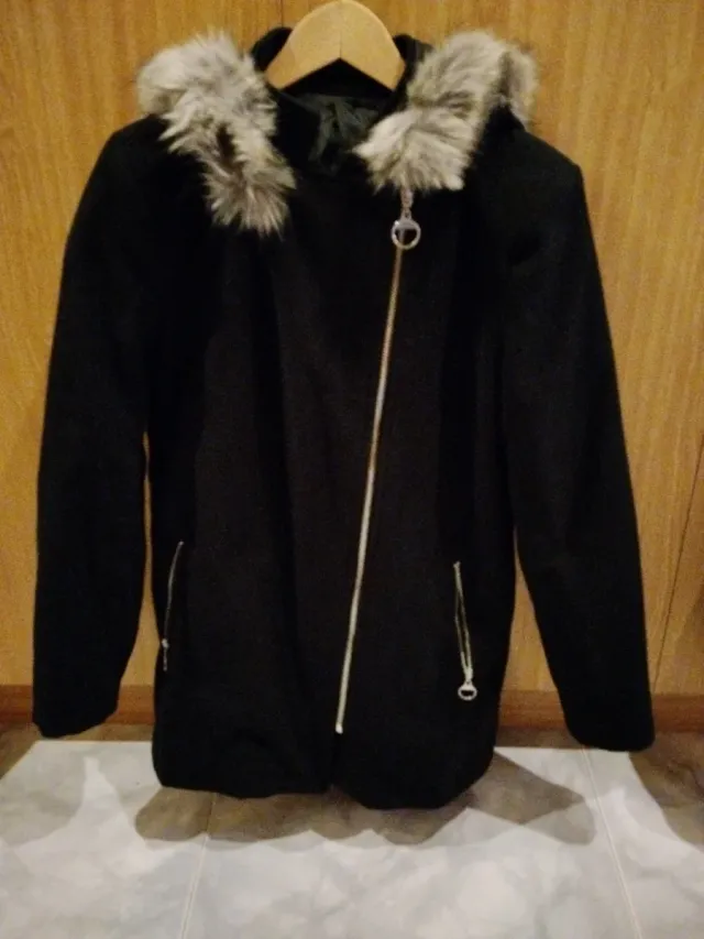 Abrigo paño mujer negro