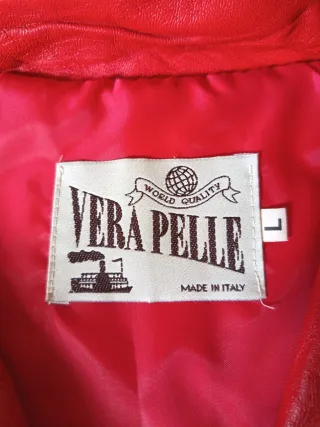 Giubbotto in pelle rosso e bianco