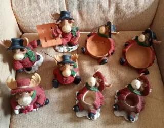 Conjunto de 7 figuras de renos navideños