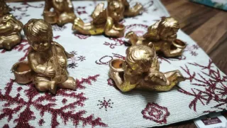 Set 10 Angioletti Oro portacandelina