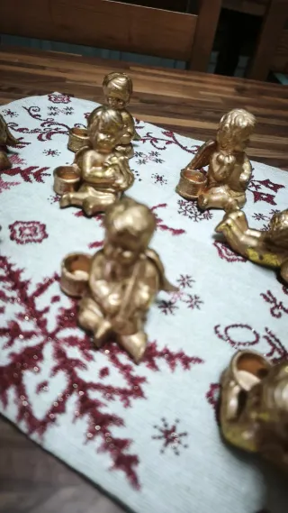 Set 10 Angioletti Oro portacandelina