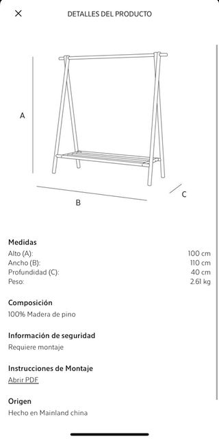 Perchero de madera Zara Home