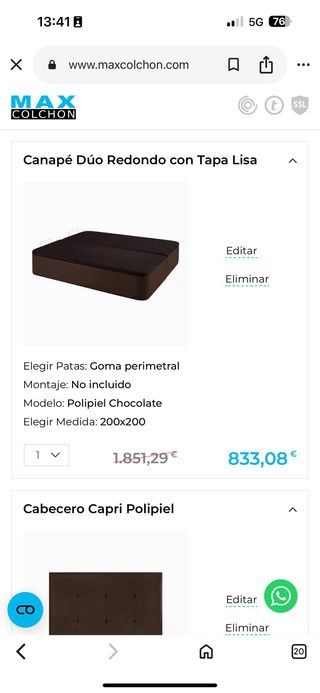 Colchón + canapé + cabecero