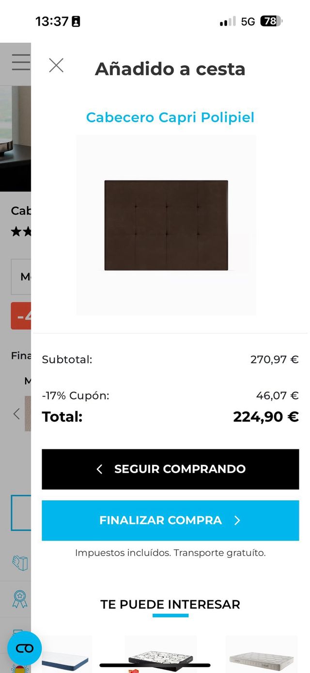 Colchón + canapé + cabecero