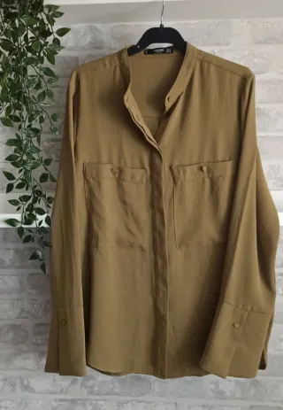 Camisa Mango Verde Oliva Talla S
