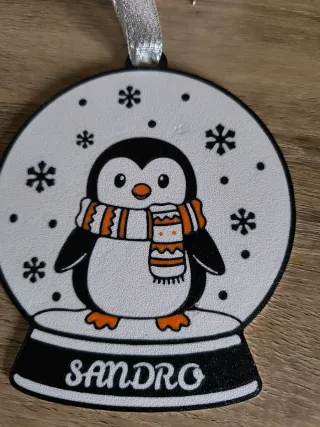 Adorno Navideño Bola Nieve Pingüino
