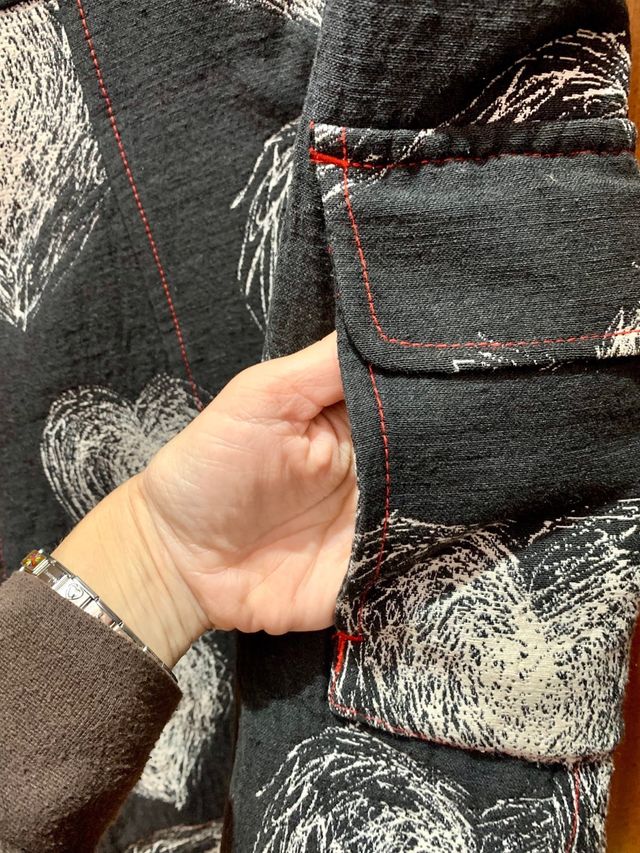 Abrigo Desigual Corazones Gris oscuro y Blanco