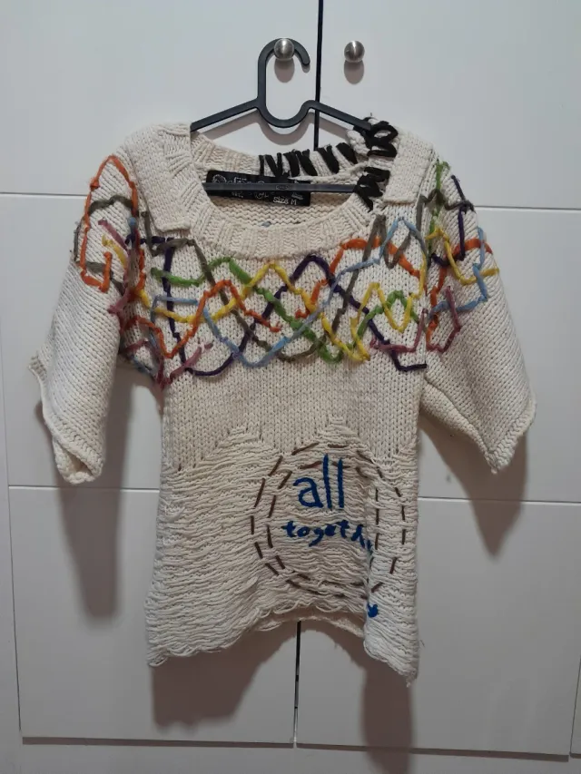 Jersey Desigual M/38/10 Blanco lana media manga