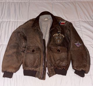 Chaqueta Aviador Cuero Marrón