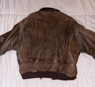 Chaqueta Aviador Cuero Marrón