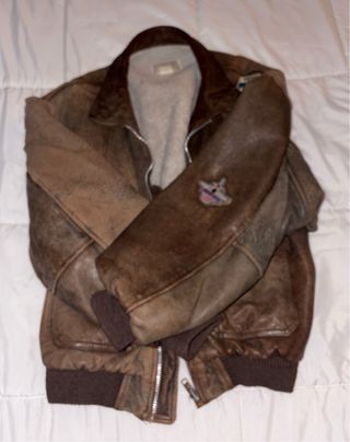 Chaqueta Aviador Cuero Marrón